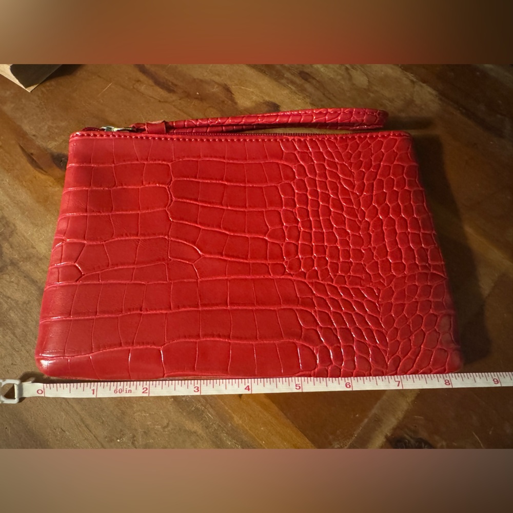 Red Croc-Embossed Wristlet - Picture 2 of 4